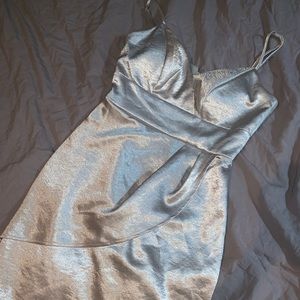 100% polyester silver/gold shimmer dress